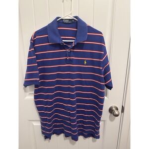 Polo Ralph Lauren Men's Blue Polo‎ Red/whote Stripes Size XL